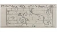 a drawing of a brick wall with words on it