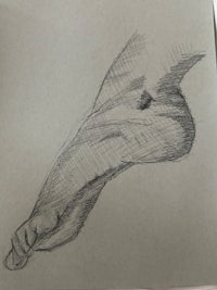 a drawing of a person's foot