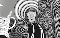 a black and white drawing of a spiral staircase